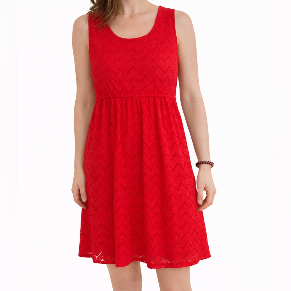 Bee Stitched Pink Chevron Lace Sleeveless Dress Size S